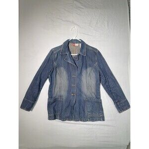 Vintage Faded Glory Denim Jacket Large 12 Blue Jean Y2K Chore Work  Blazer